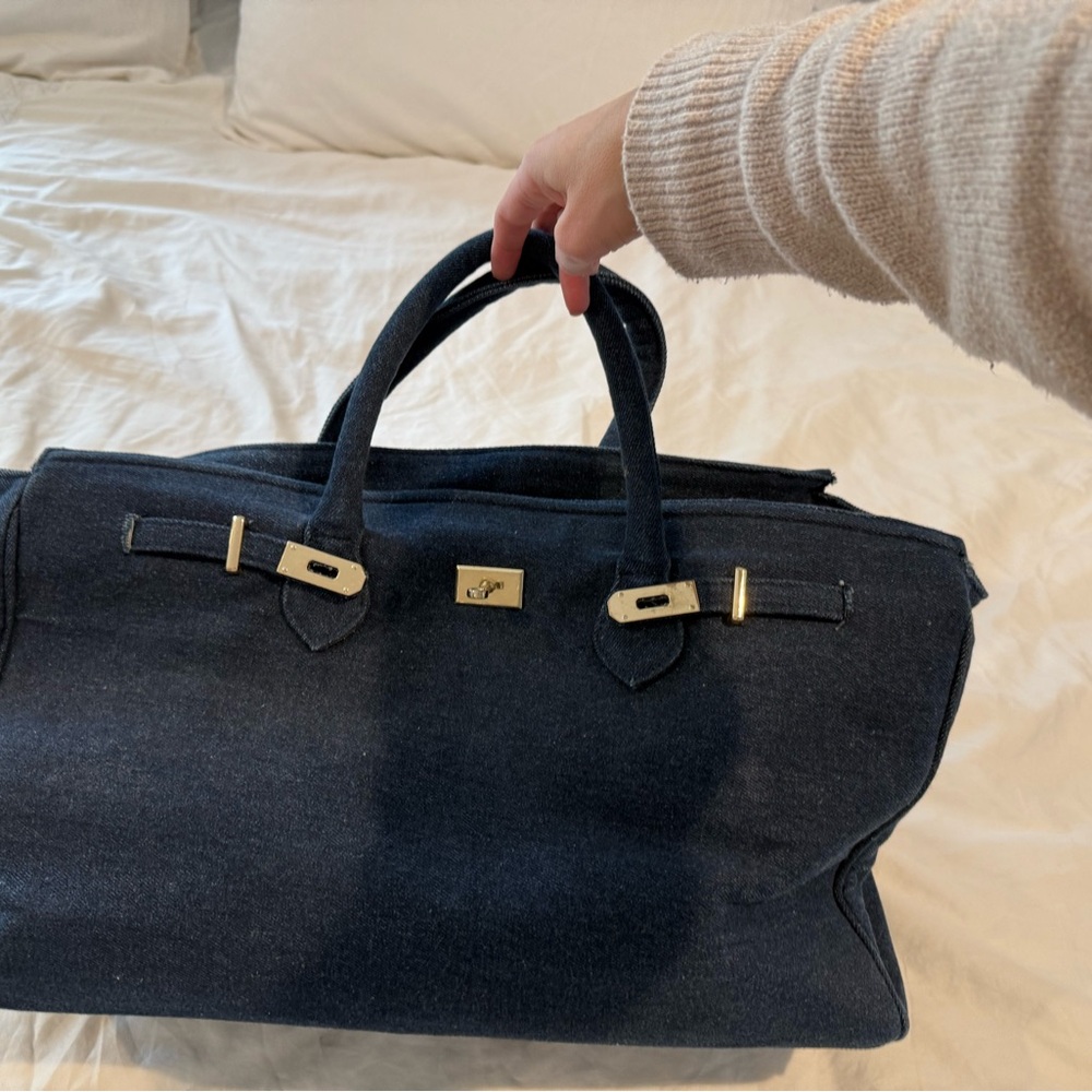 “Birkin” Denim Beach Tote